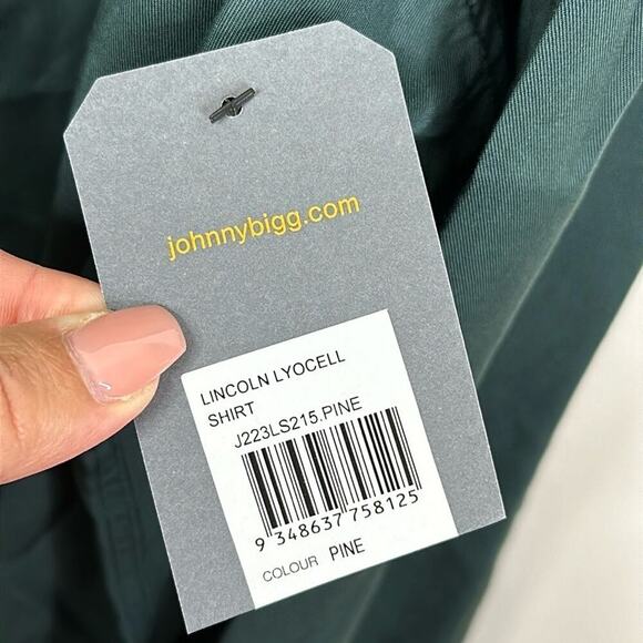 Johnny Bigg Men's Size 4XL Big & Tall Lincoln Lyocell Button Down Shirt in Pine - Picture 5 of 7